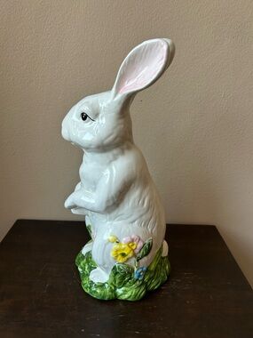 Cute Ceramic Bunny Rabbit Easter Floral Tabletop Figurine New 13” Tall